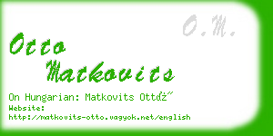 otto matkovits business card